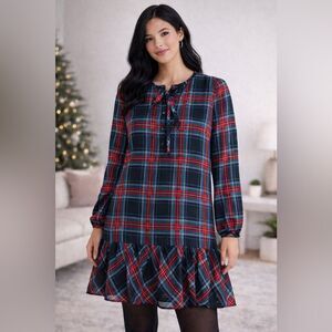 Draper James Plaid Ruffle Hem Tunic Dress XXL Holiday Tartan